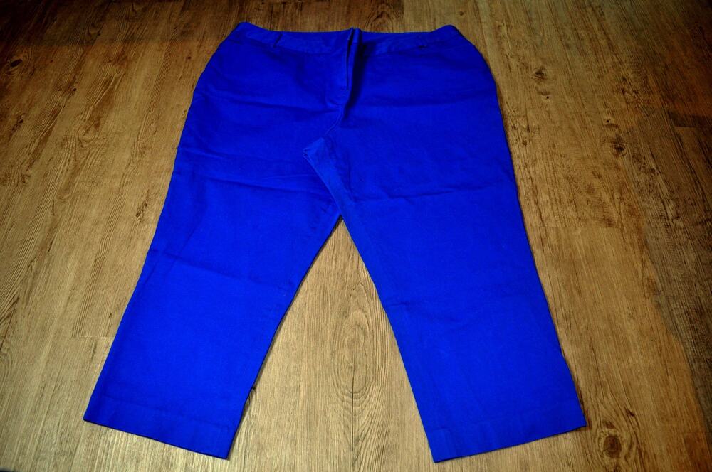 Lane Bryant Cropped Pants Plus 24 Royal Blue Stretch Capri Flat Front